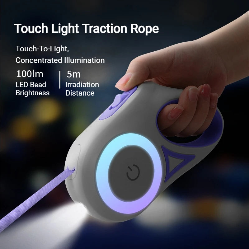 Retractable LED Dog Leash – Light-Up Safety Leash for Night Walks