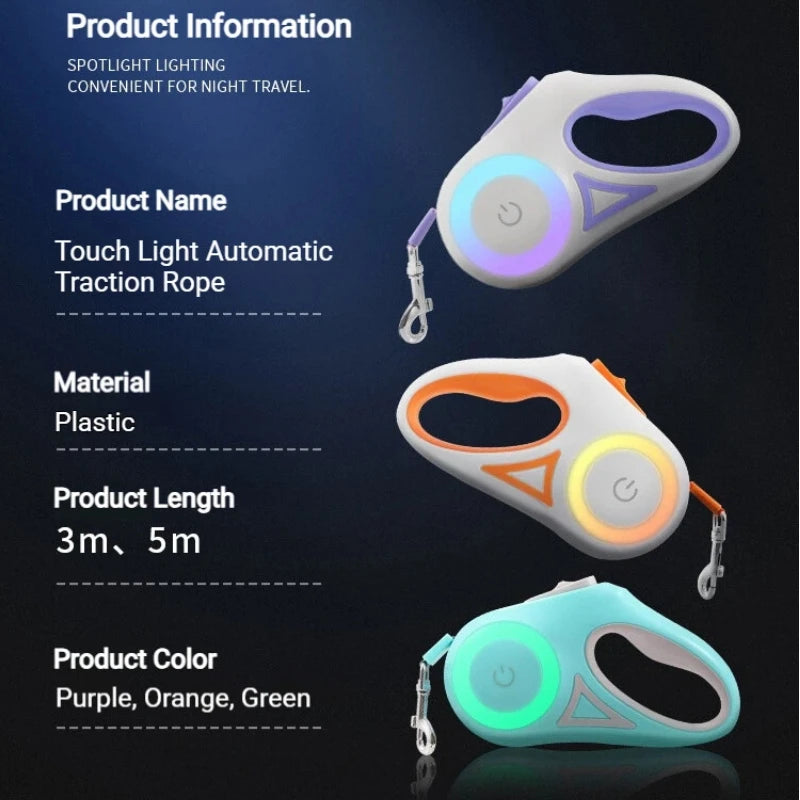 Retractable LED Dog Leash – Light-Up Safety Leash for Night Walks