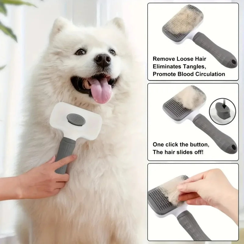 Easy-Clean Self-Cleaning Pet Grooming Brush – One-Click Hair Removal for Dogs & Cats