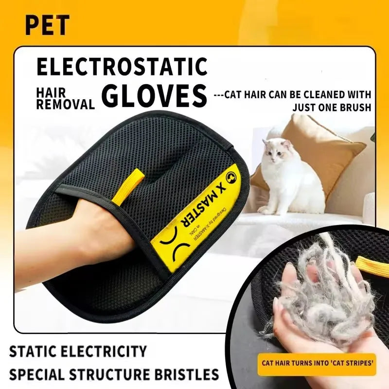 Pet Hair Remover Grooming Gloves – 2-in-1 Lint Roller Brush for Dogs & Cats