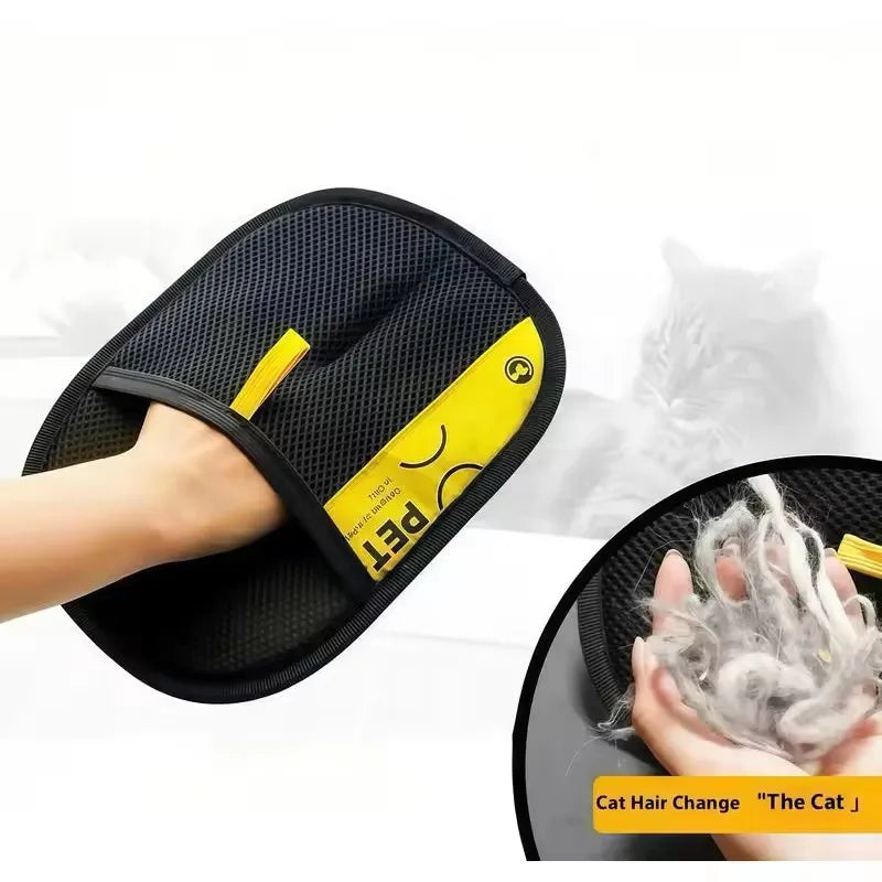 Pet Hair Remover Grooming Gloves – 2-in-1 Lint Roller Brush for Dogs & Cats