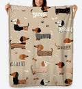 Dachshund Dog Fleece Blanket – Cute Striped Plush Throw for Pet Lovers