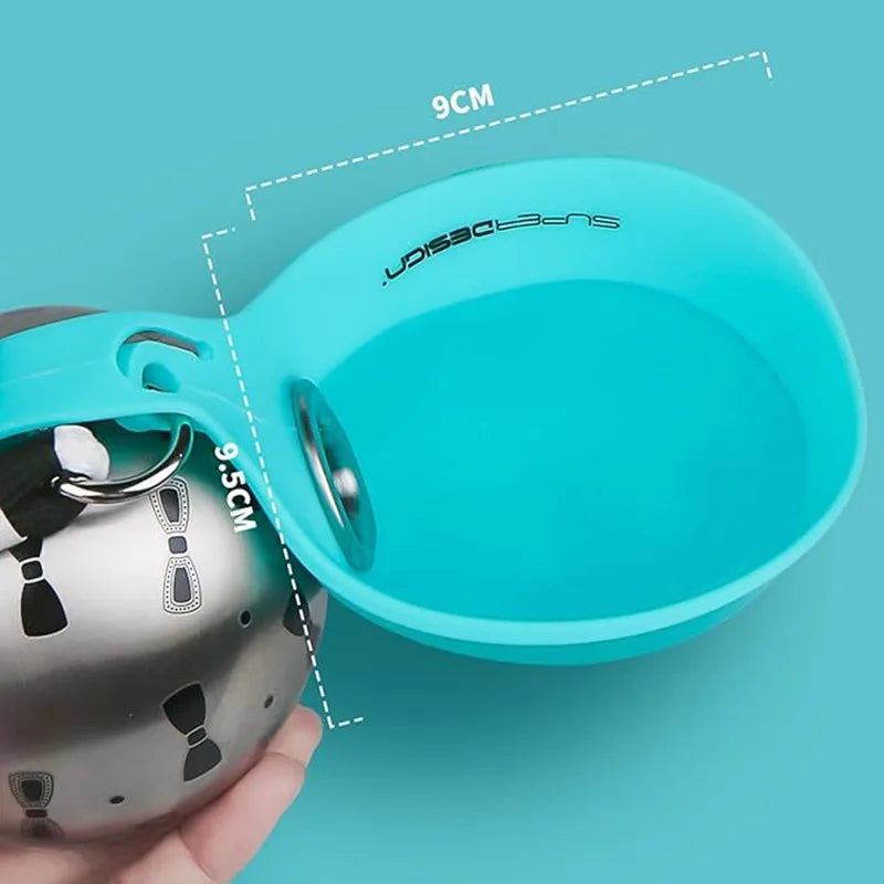 Portable Dog Water Bottle – Stainless Steel No-Spill Travel Dispenser with Bowl