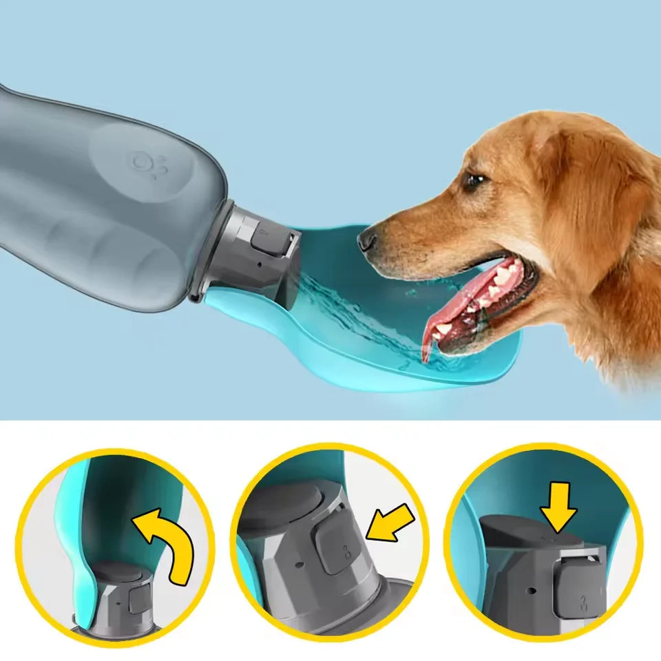 Large Dog Water Bottle 800ml – Foldable Flip Outdoor Travel Feeder