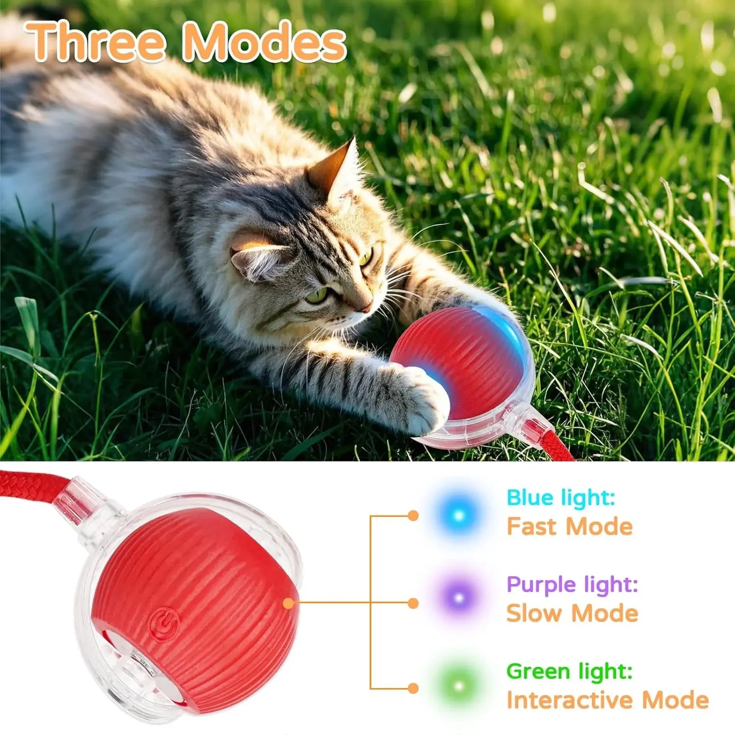 Interactive Rolling Ball Cat Toy – Auto-Moving with Faux Tail & Mouse Imitation