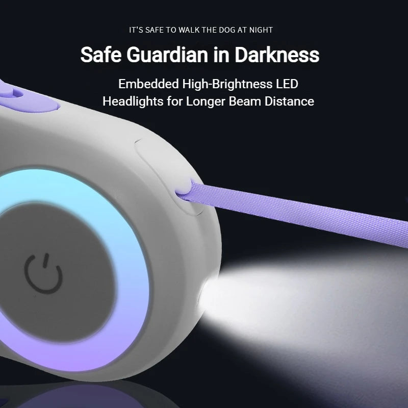 Retractable LED Dog Leash – Light-Up Safety Leash for Night Walks