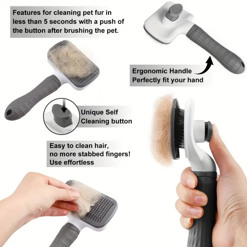 Easy-Clean Self-Cleaning Pet Grooming Brush – One-Click Hair Removal for Dogs & Cats