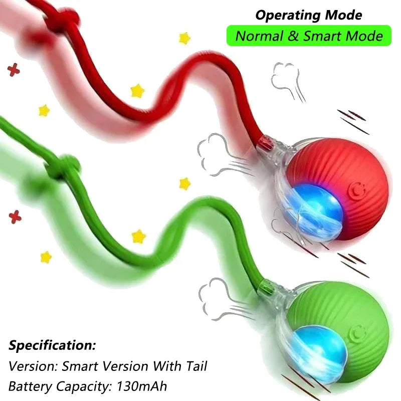Interactive Rolling Ball Cat Toy – Auto-Moving with Faux Tail & Mouse Imitation