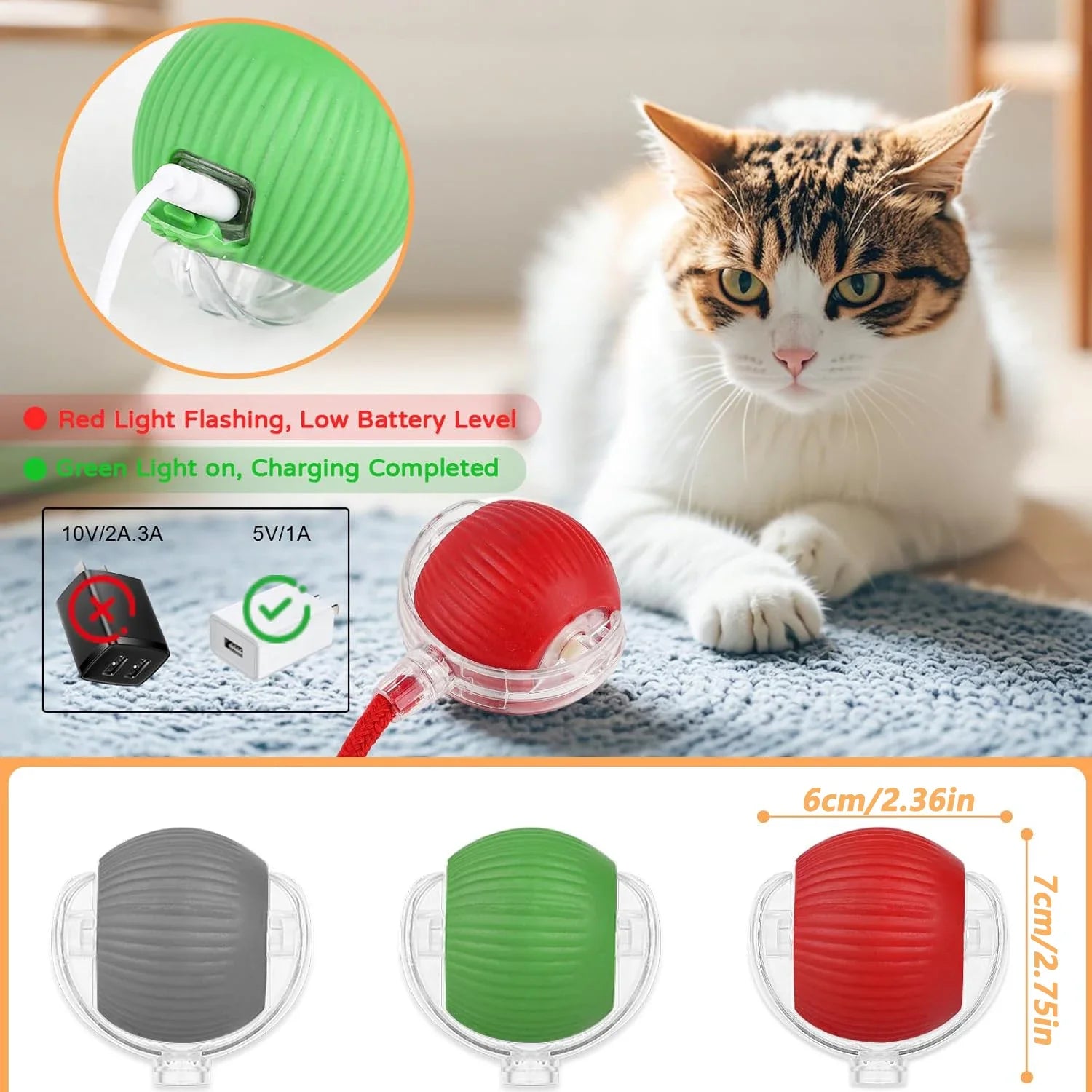 Interactive Rolling Ball Cat Toy – Auto-Moving with Faux Tail & Mouse Imitation