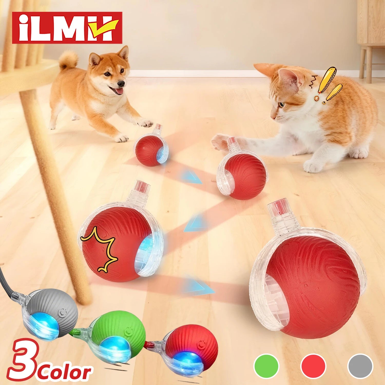 Interactive Rolling Ball Cat Toy – Auto-Moving with Faux Tail & Mouse Imitation