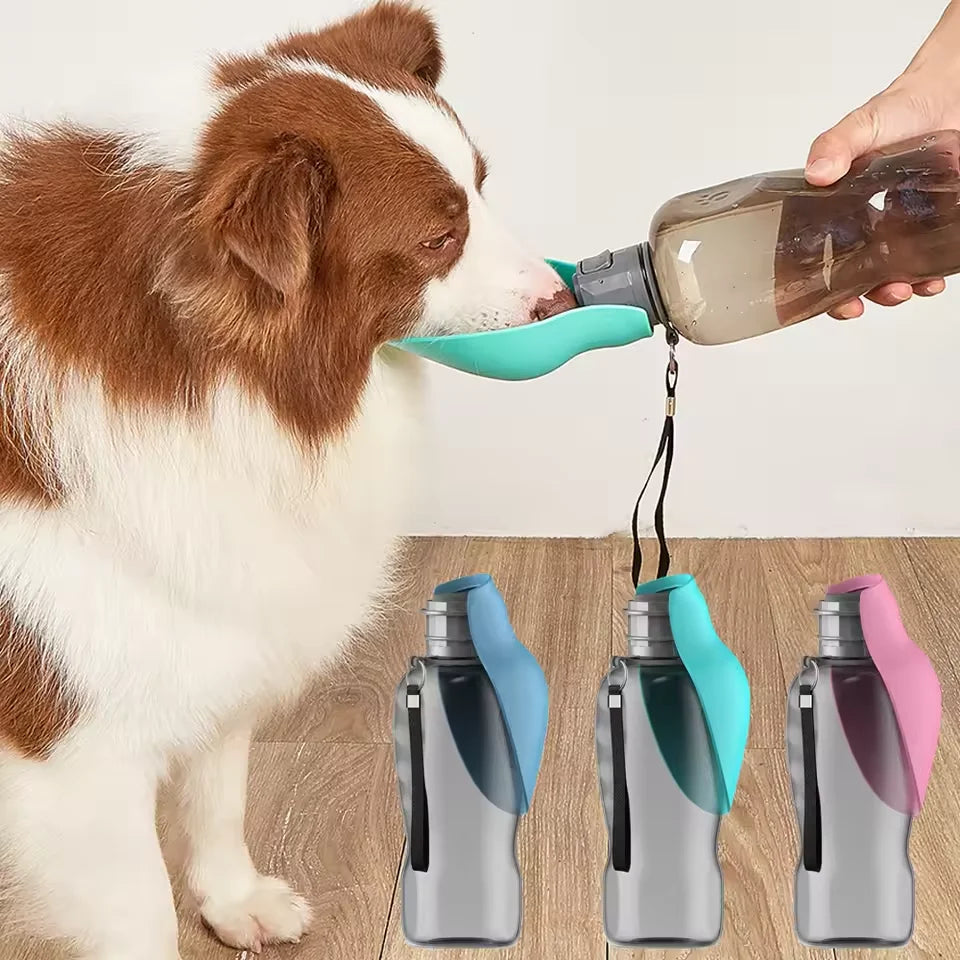 Large Dog Water Bottle 800ml – Foldable Flip Outdoor Travel Feeder